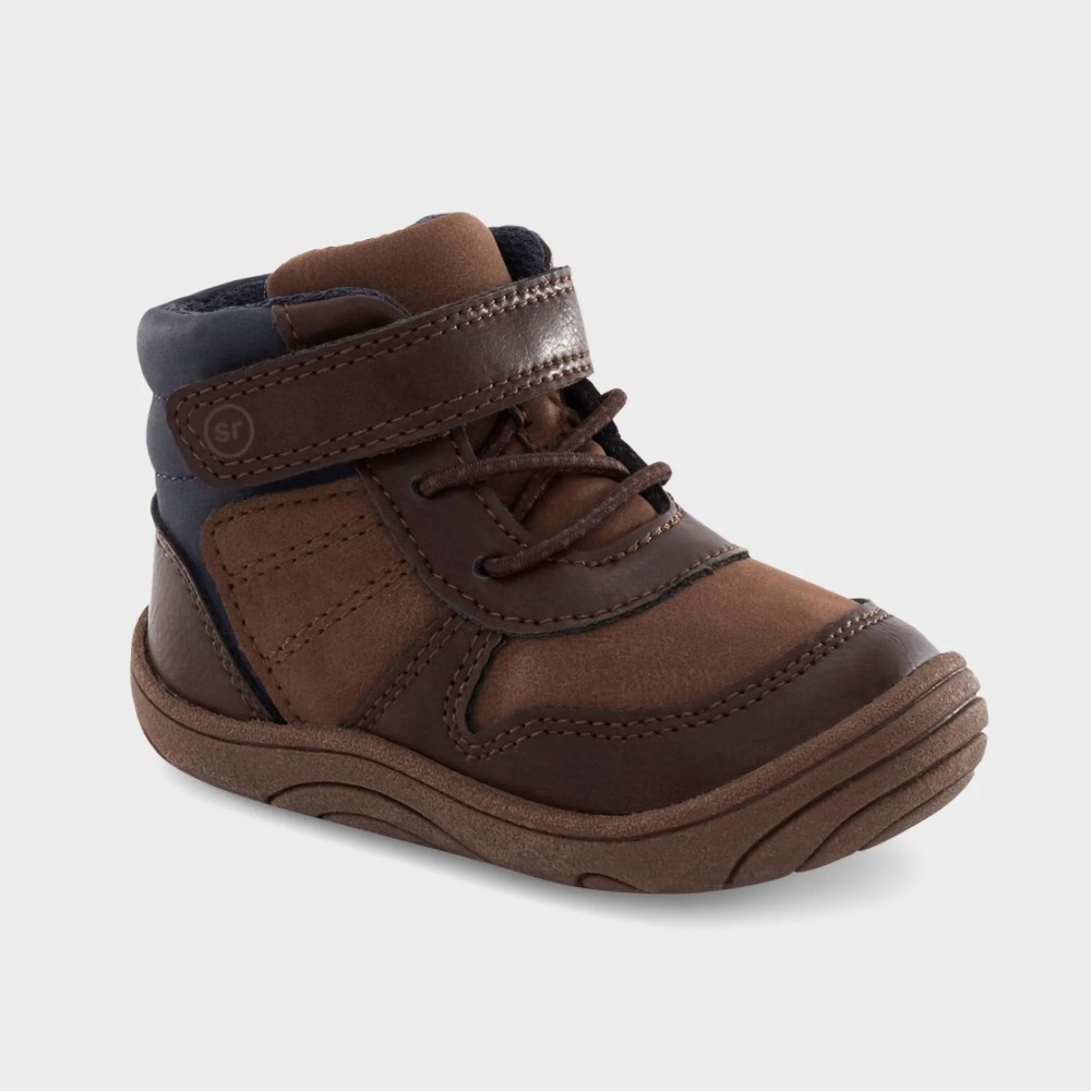 🎲 Surprize‎ by Stride Rite Baby Quillo Boots Brown Navy Blue Sz 4M machine wash